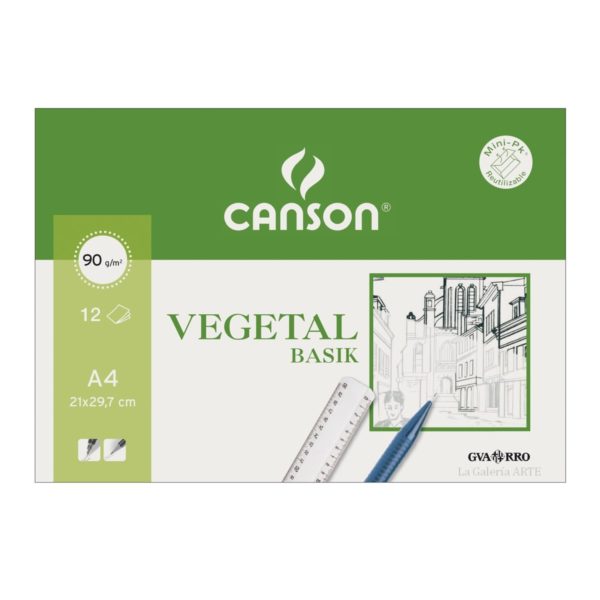 Papel Vegetal 90g CANSON 12 Hojas A-4 Mini-Pack