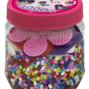 Bote Hama 4.000 beads y 3 placas/pegboards pequeñas (nº2051)