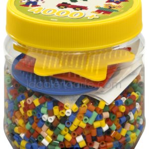 Bote Hama 4.000 beads y 3 placas/pegboards pequeñas (nº 2052)