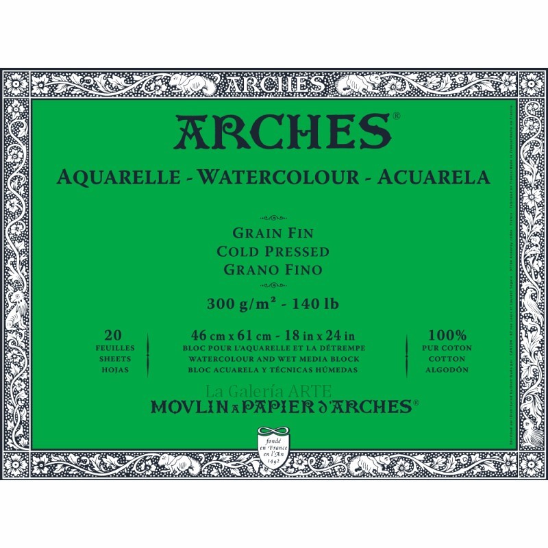 Bloc Acuarela ARCHES 300g. 36x51cm 20 hojas Grano Fino