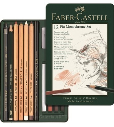 Gaseoso dolor de muelas estudiar Estuche Metal 12 Lapices y Tizas FABER-CASTELL Pitt Monochrome Set - La  Galería del Arte