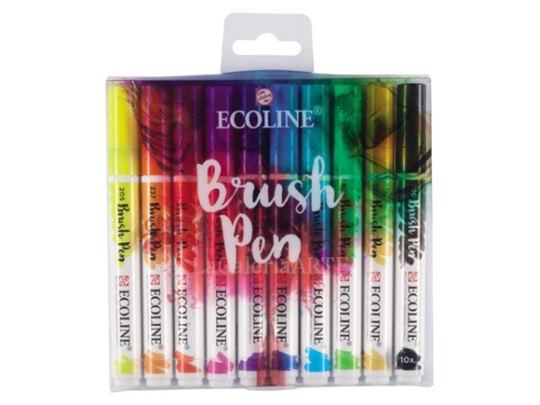 Set 10 Rotuladores Acuarelables Ecoline Punta Pincel Talens