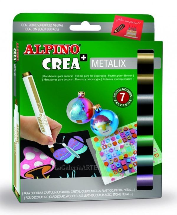 Estuche 7 Rotuladores ALPINO CREA + METALIX