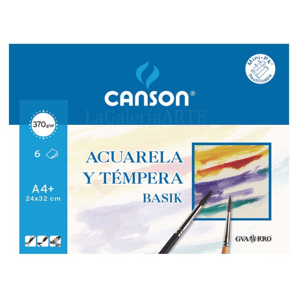 Mini-Pack Acuarela y Tempera BASIK CANSON 370g 6 hojas A4+ 24x32cm