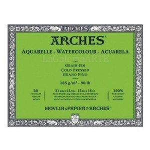 Bloc Acuarela ARCHES 185g. 23x31cm 20 hojas Grano Fino