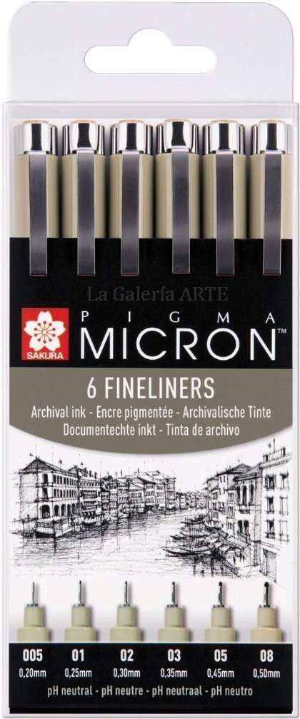 Set Rotuladores Calibrados PIGMA MICRON SAKURA 6 un. - La Galería del Arte