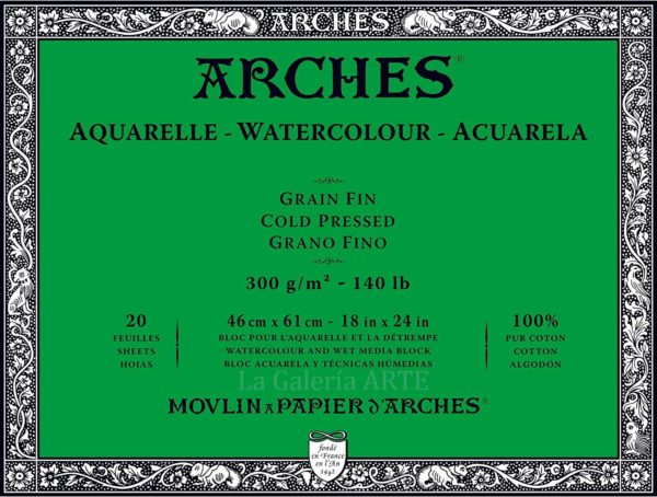 Bloc Acuarela ARCHES 300g. 46x61cm 20 hojas Grano Fino