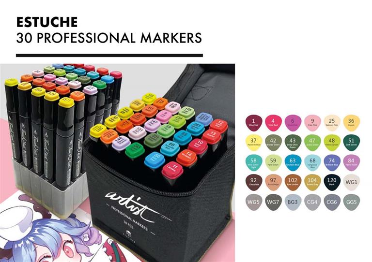 Estuche 30 Rotuladores Professional Markers ARTIST - La Galería