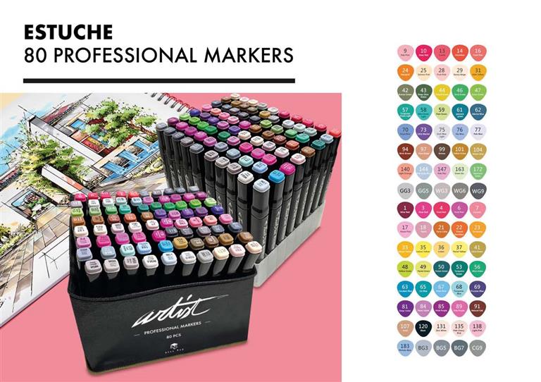 Kit De 80 Rotuladores Colores Dibujo Marcadores